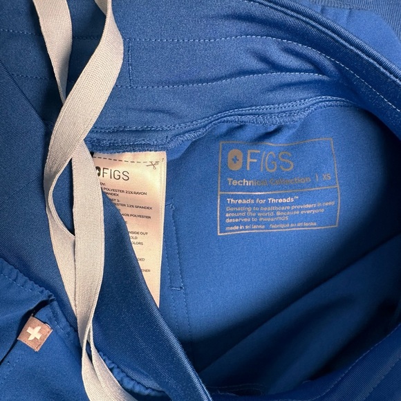 Figs Royal Blue Zamora Johger Scrub Pants with Gray Drawstring - Picture 4 of 4